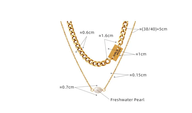 Thick and Thin Chain Stacked Two Gold Layered Necklace