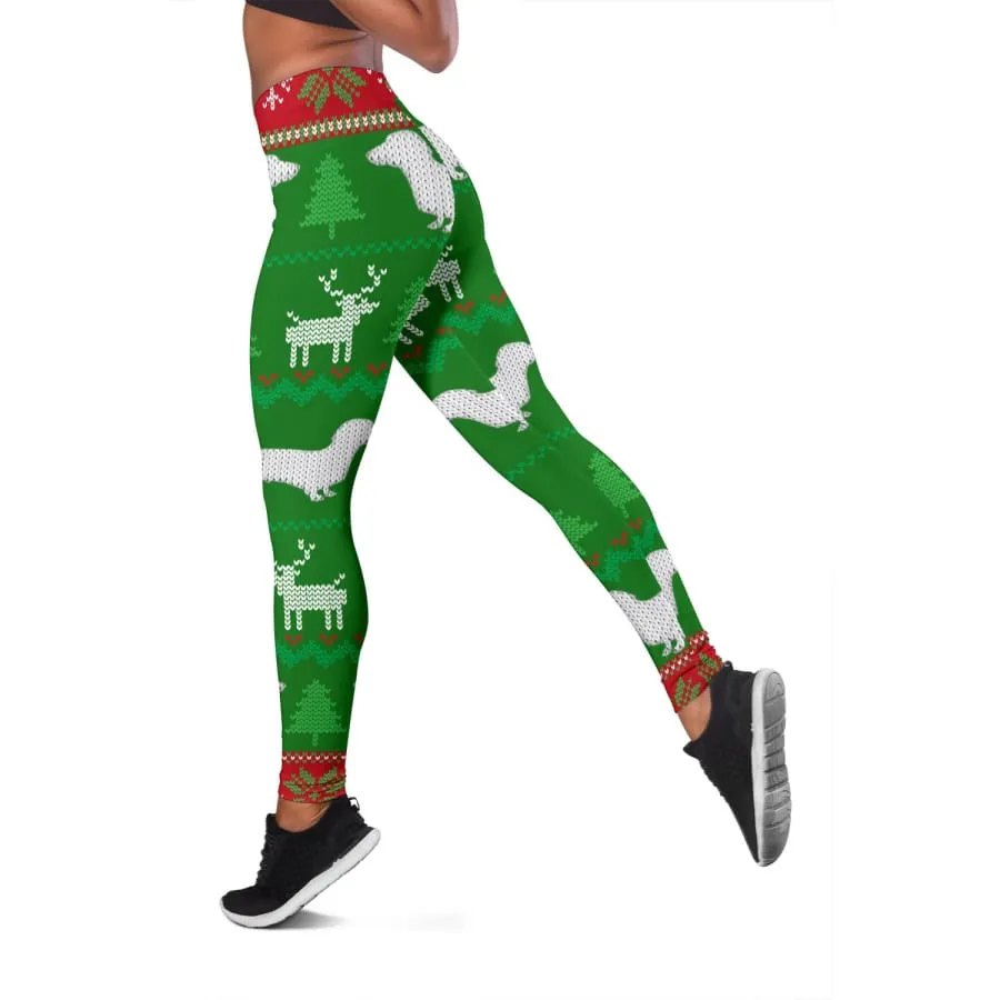 Ugly Christmas Sweater Leggings with Dachshunds| Christmas Leggings| Yoga Pants