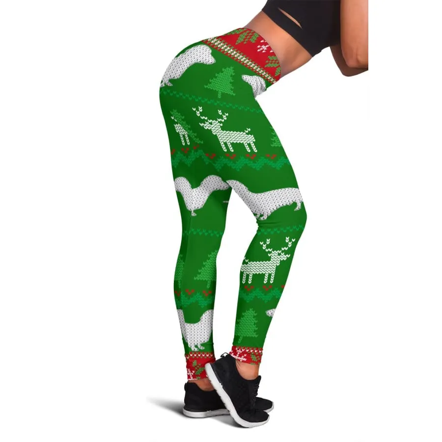 Ugly Christmas Sweater Leggings with Dachshunds| Christmas Leggings| Yoga Pants