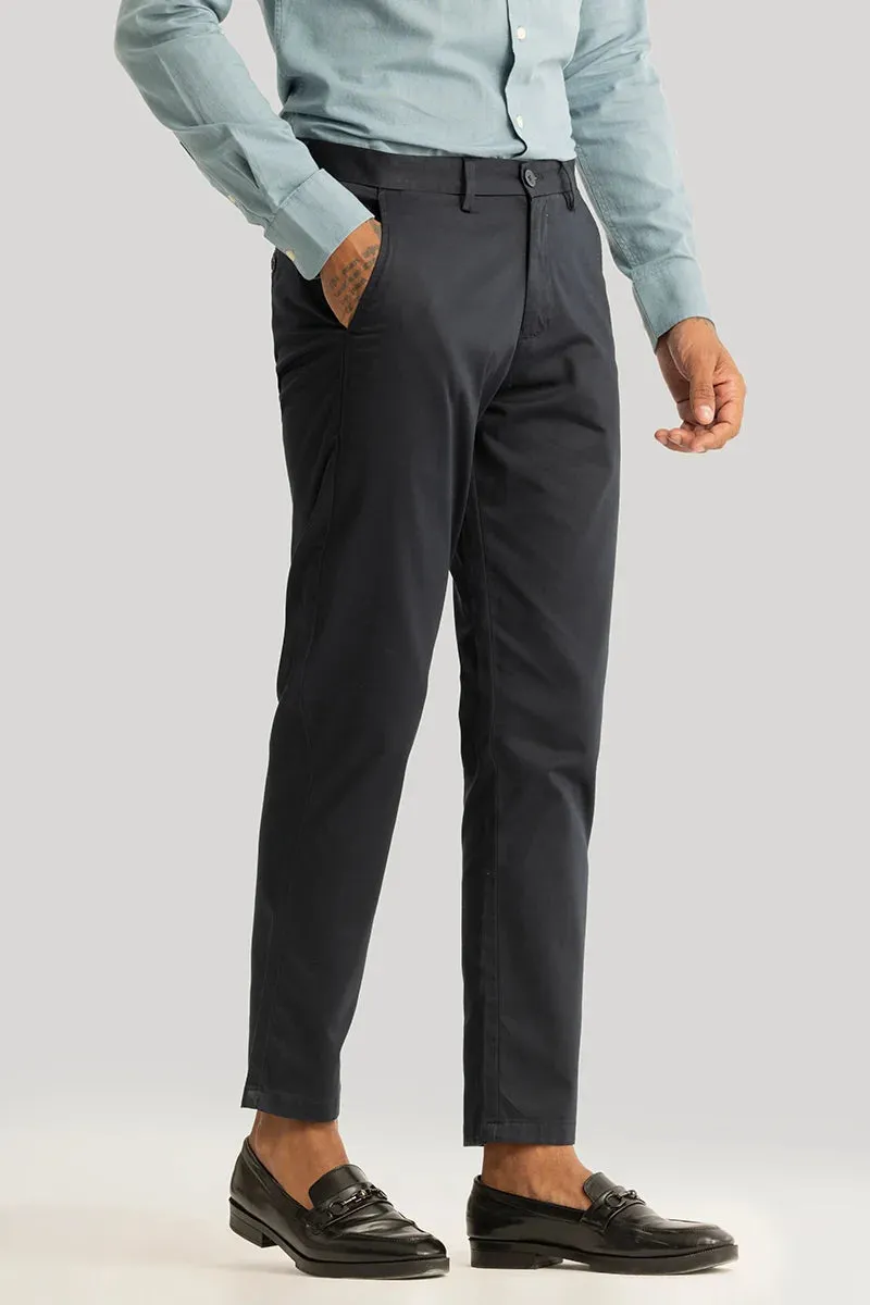 Urban Stride Charcoal Grey Plain Slim Fit Chinos