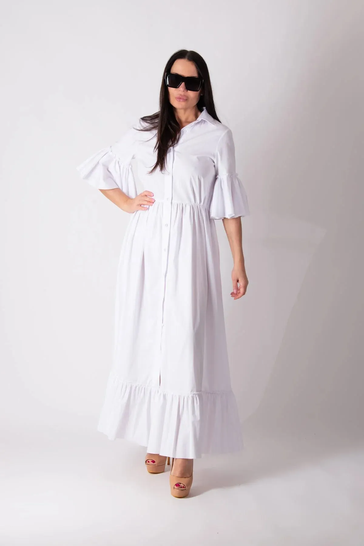 VENERA LONG FLOUNCES DRESS