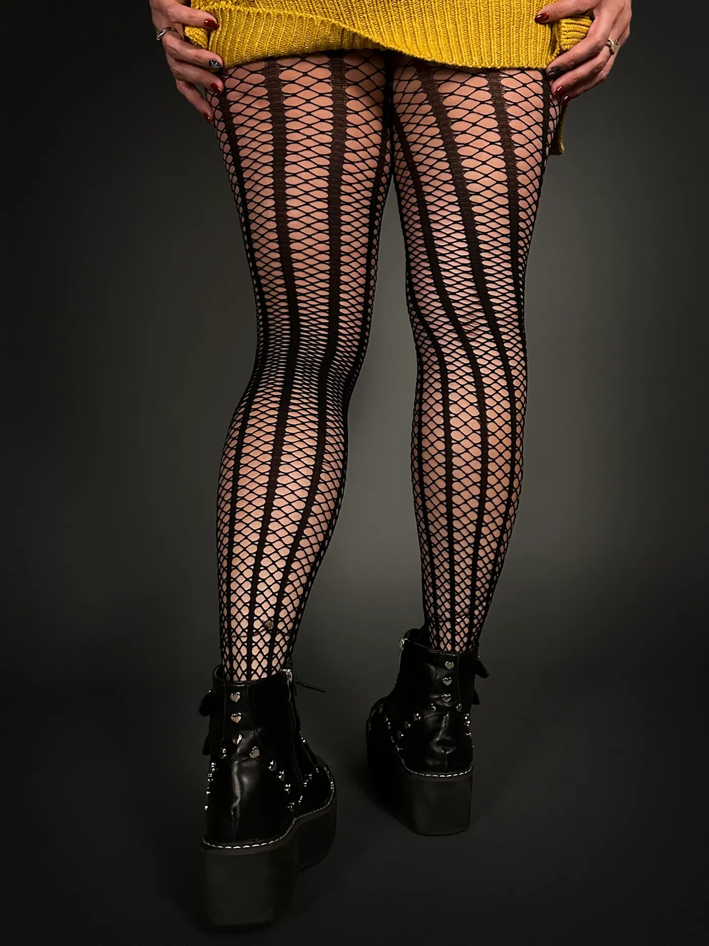 Vertical Stripe Fishnet Tights by Pamela Mann Made in Italy