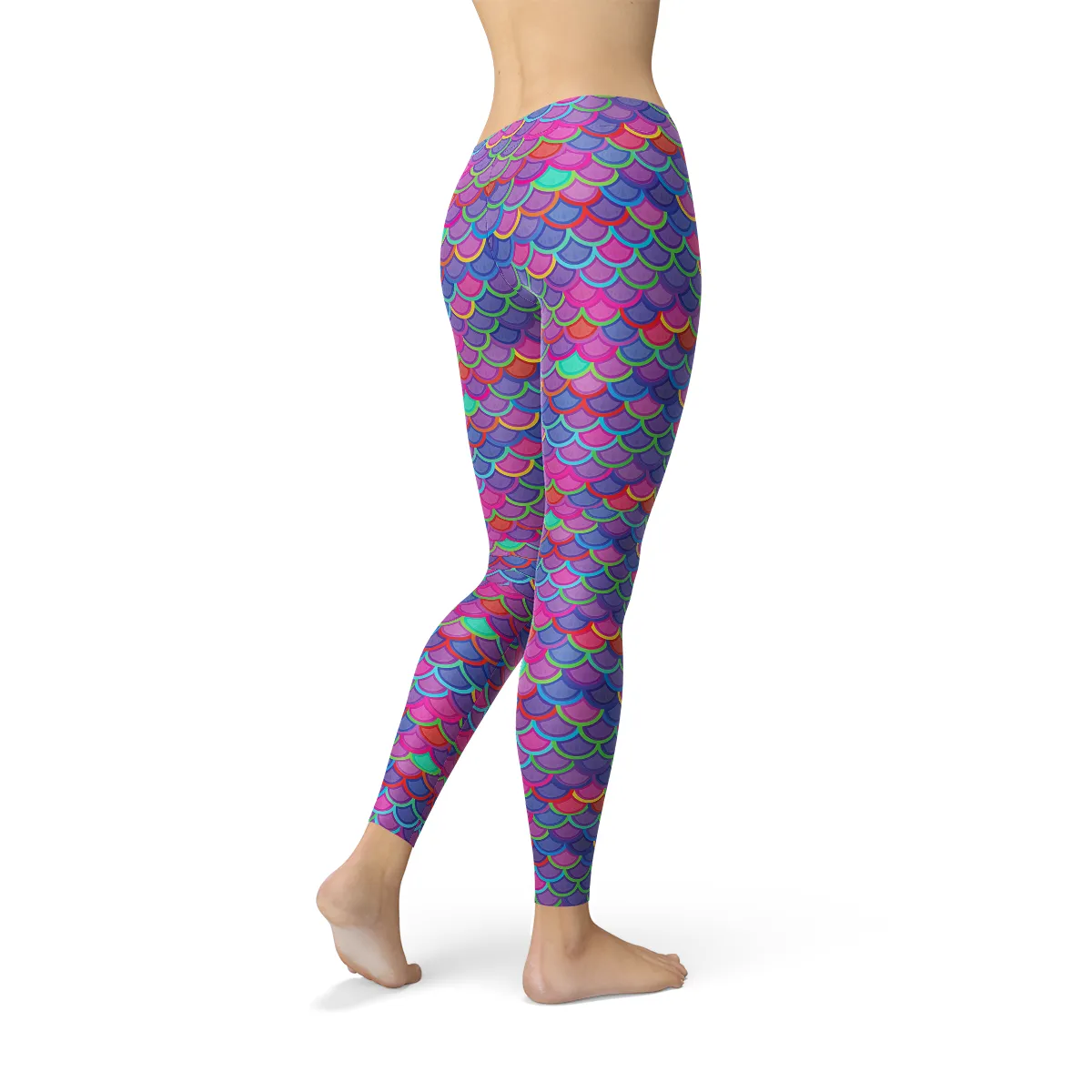 Vibrant Pink and Purple Mermaid-Inspired Leggings for Women