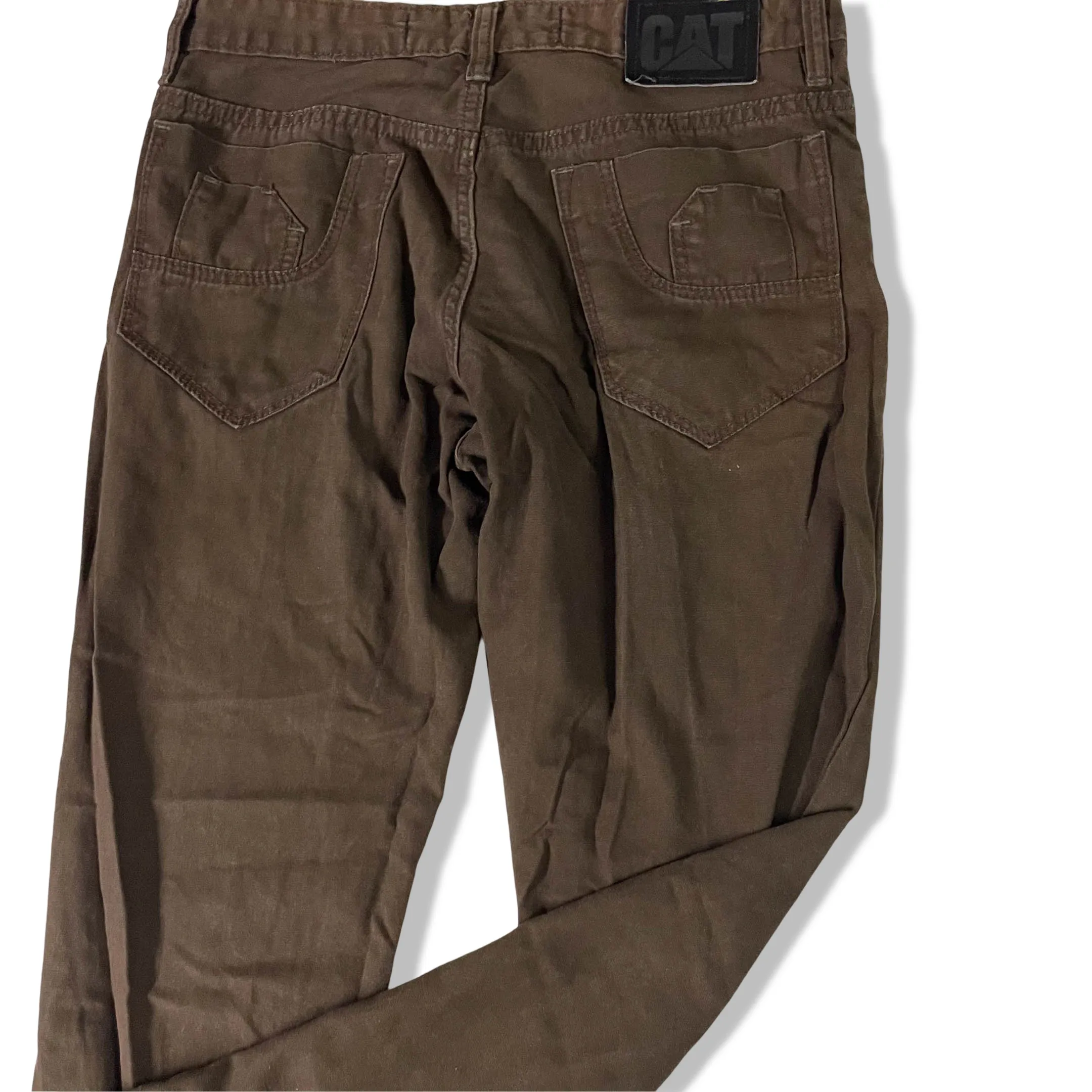 Vintage men's brown Caterpillar straight leg chinos trouser in L |SKU 3672