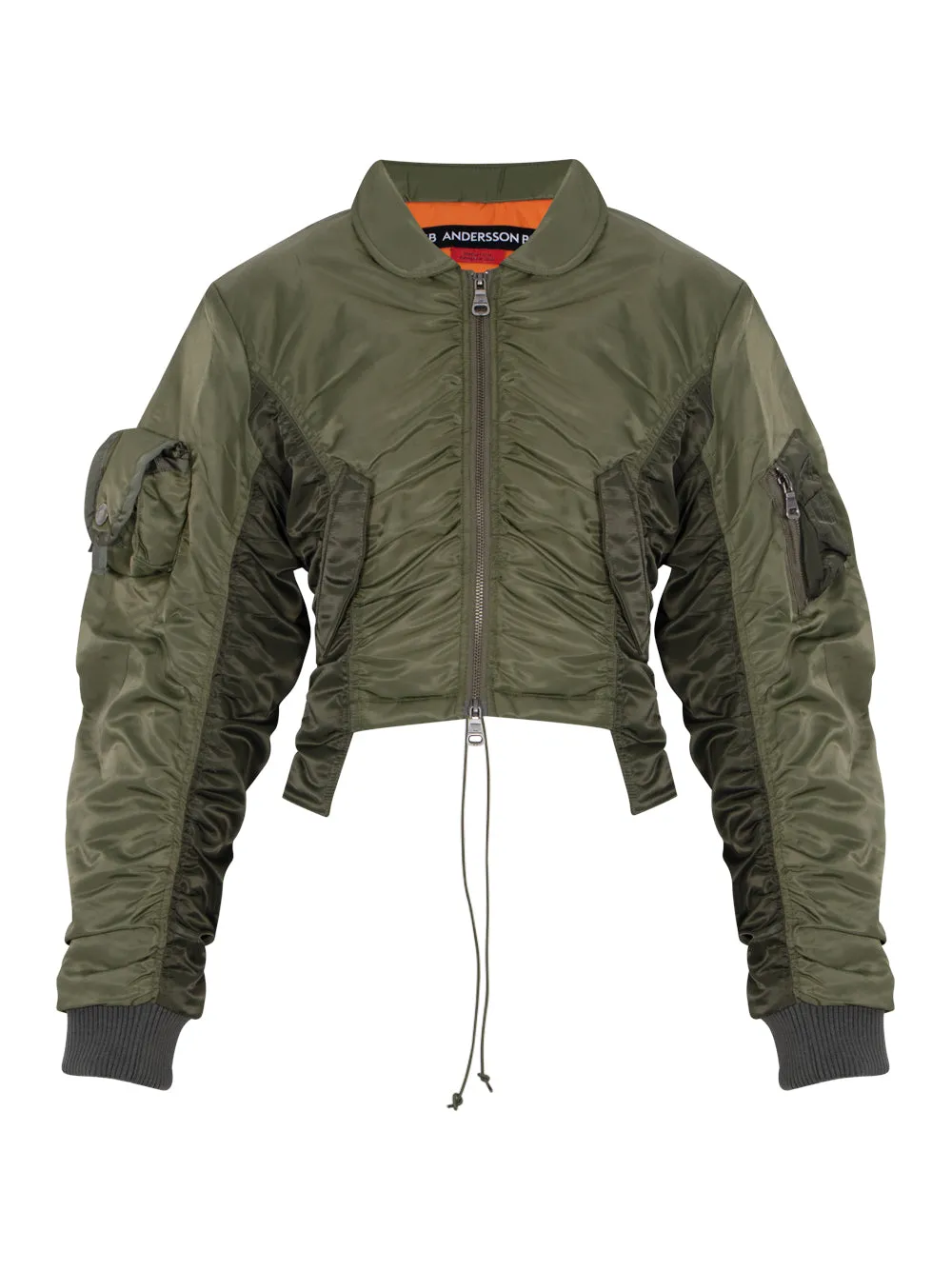 Vitalina Lace-Up Bomber Jacket (Khaki)