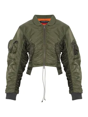 Vitalina Lace-Up Bomber Jacket (Khaki)