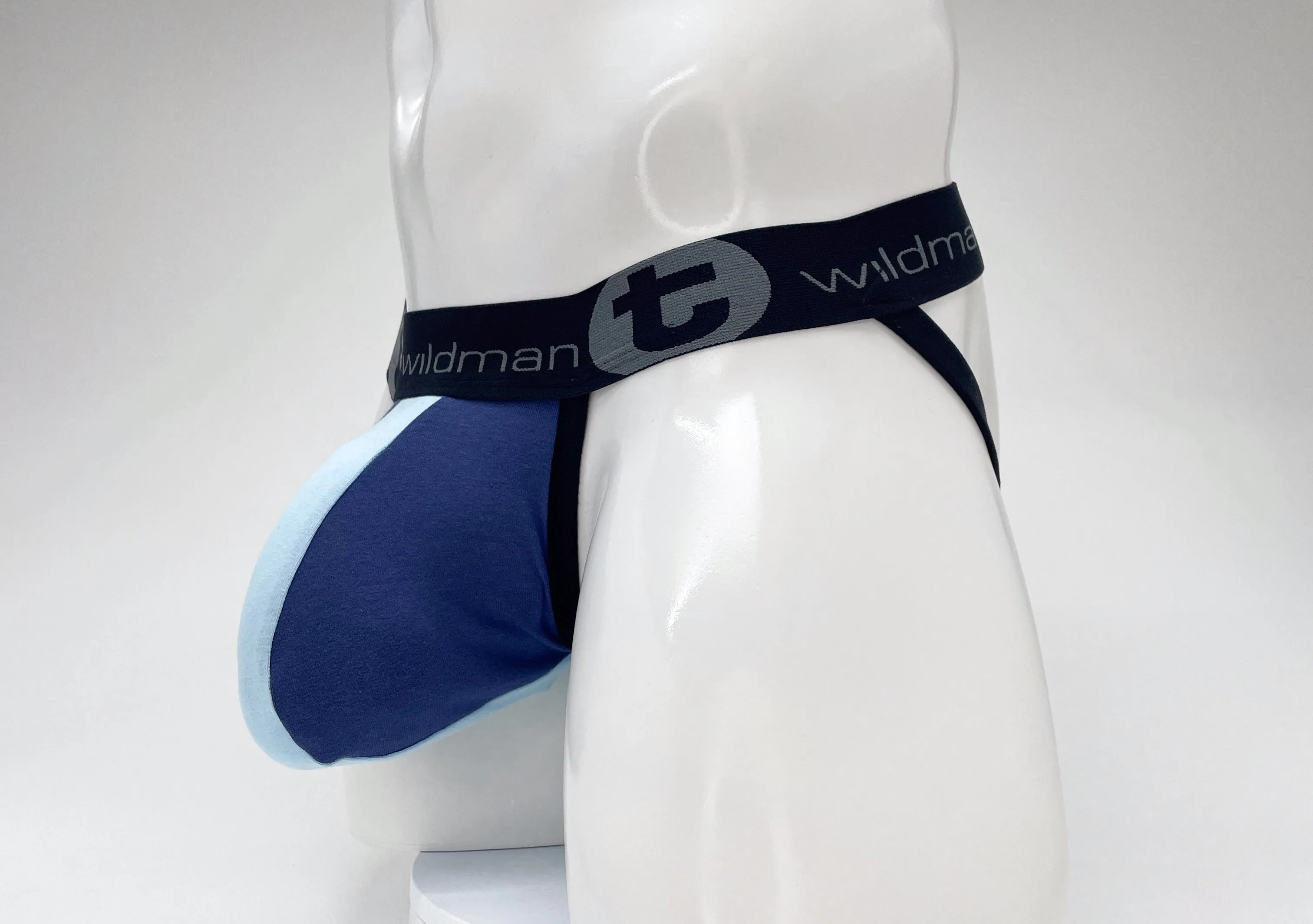 WildmanT Cotton Big Boy Pouch Stripe Jockstrap Royal Blue/Baby Blue