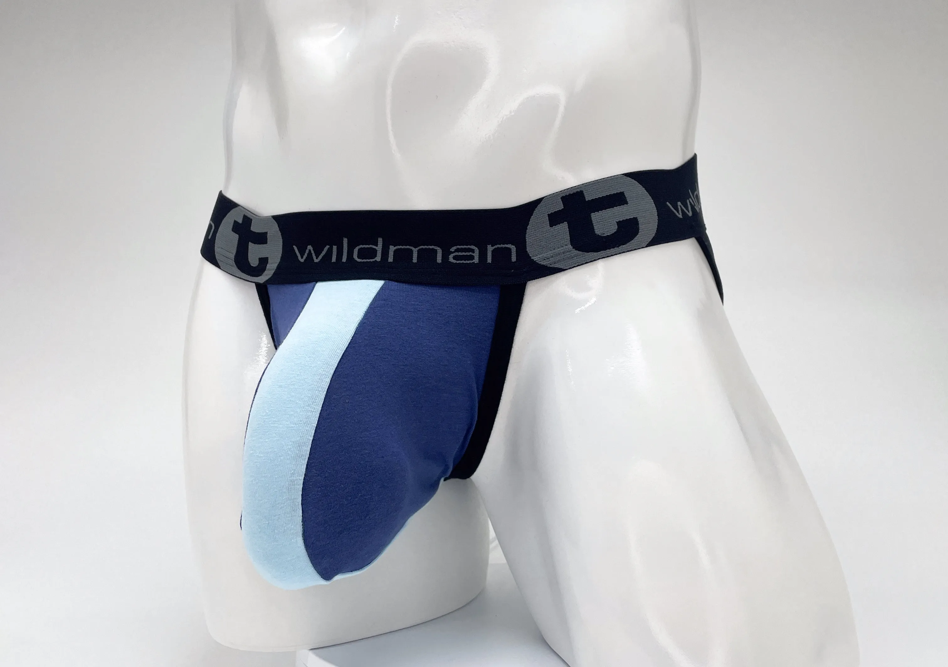 WildmanT Cotton Big Boy Pouch Stripe Jockstrap Royal Blue/Baby Blue