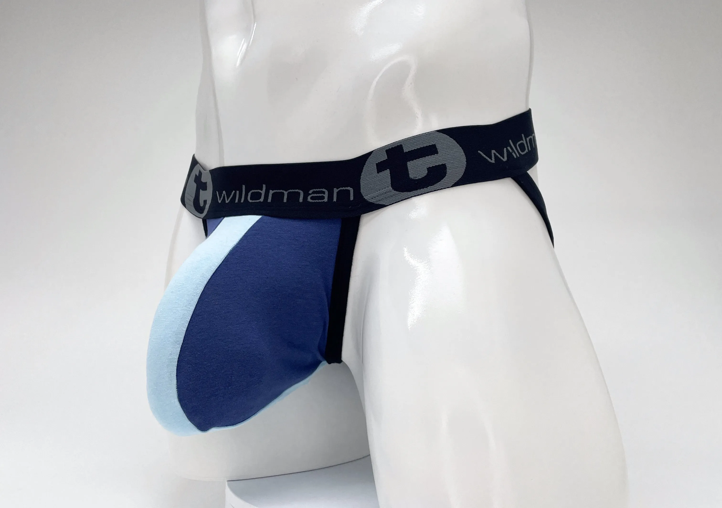 WildmanT Cotton Big Boy Pouch Stripe Jockstrap Royal Blue/Baby Blue