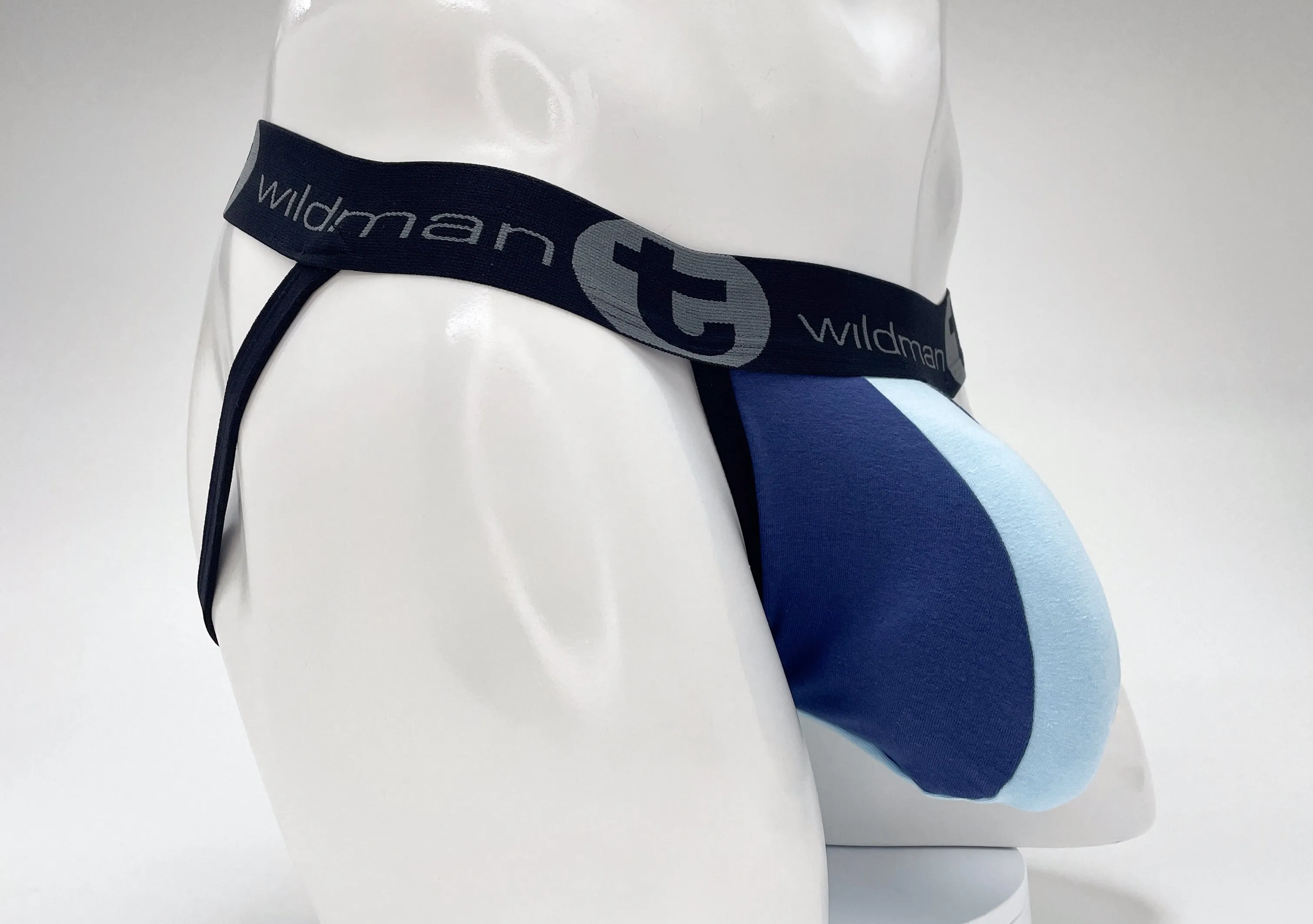 WildmanT Cotton Big Boy Pouch Stripe Jockstrap Royal Blue/Baby Blue