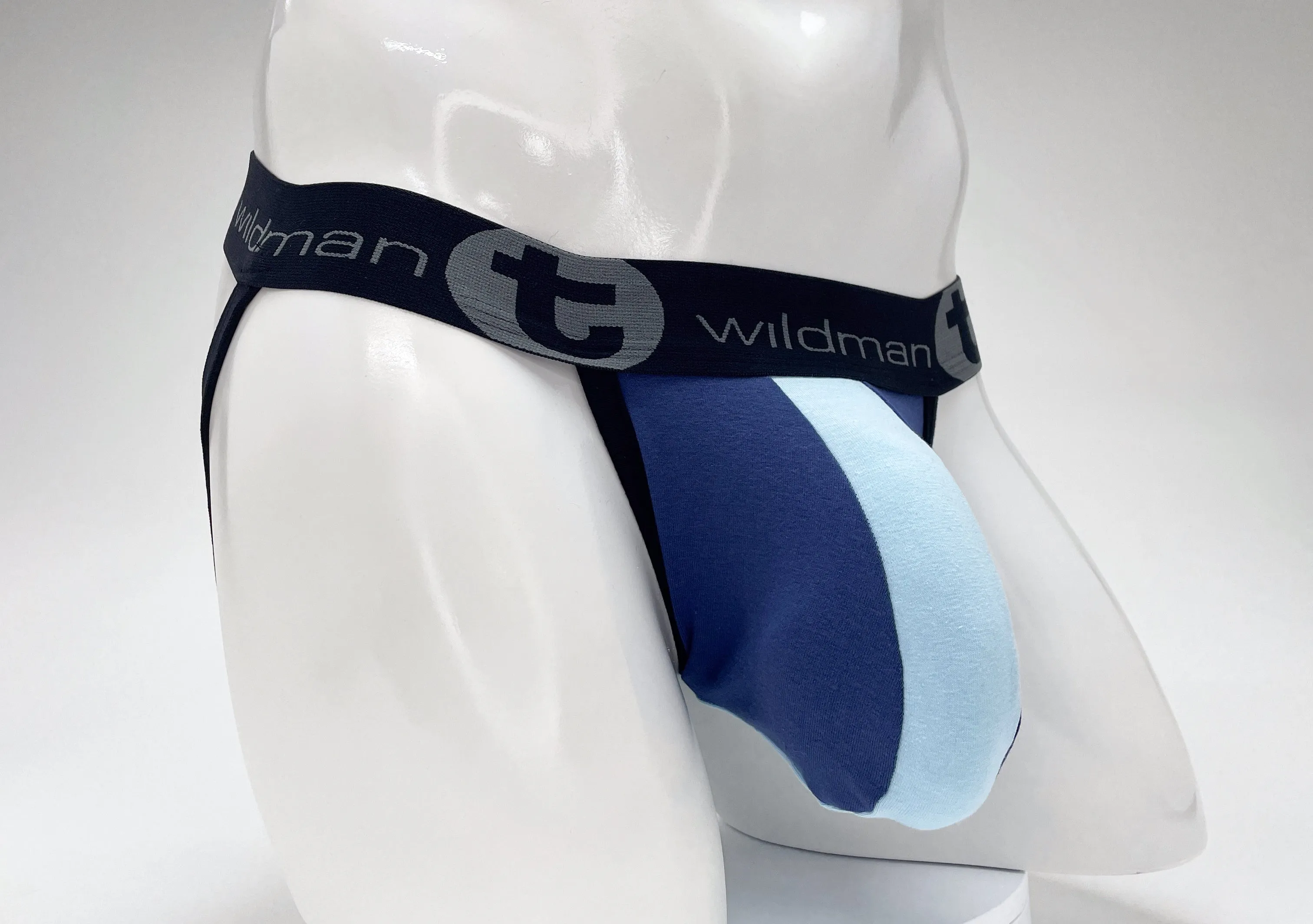 WildmanT Cotton Big Boy Pouch Stripe Jockstrap Royal Blue/Baby Blue