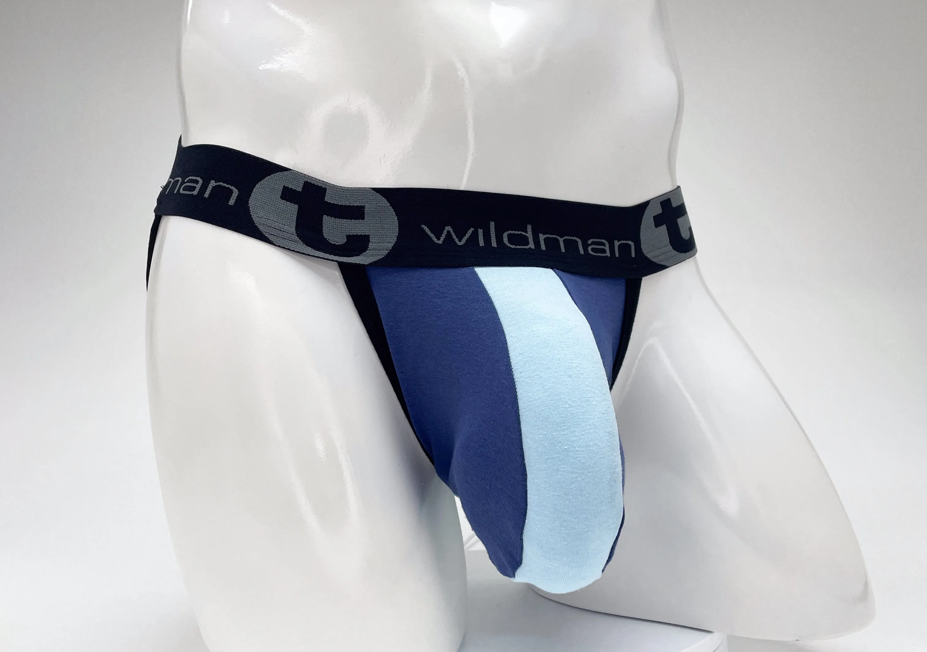 WildmanT Cotton Big Boy Pouch Stripe Jockstrap Royal Blue/Baby Blue