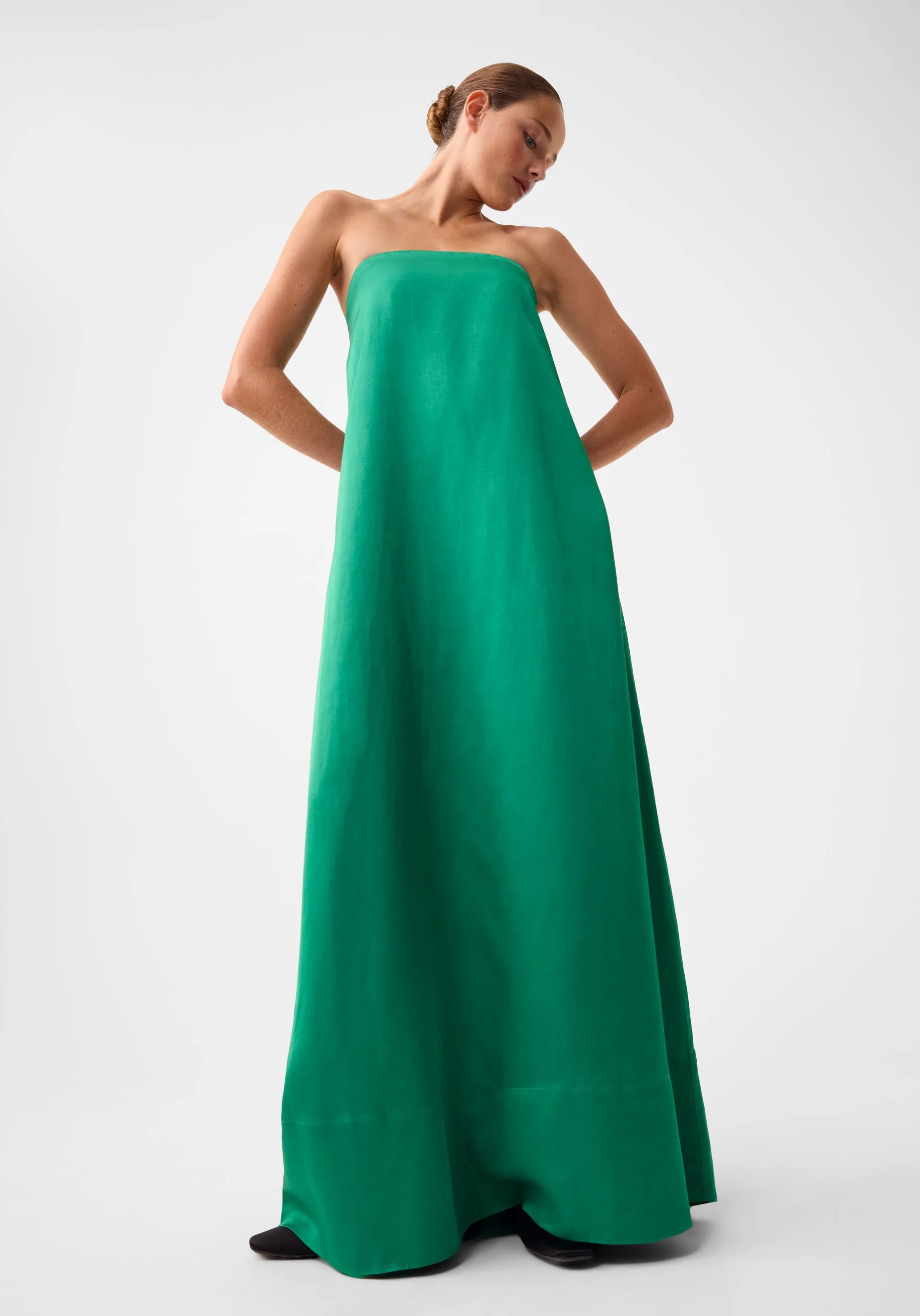 Willow Strapless Dress_Emerald