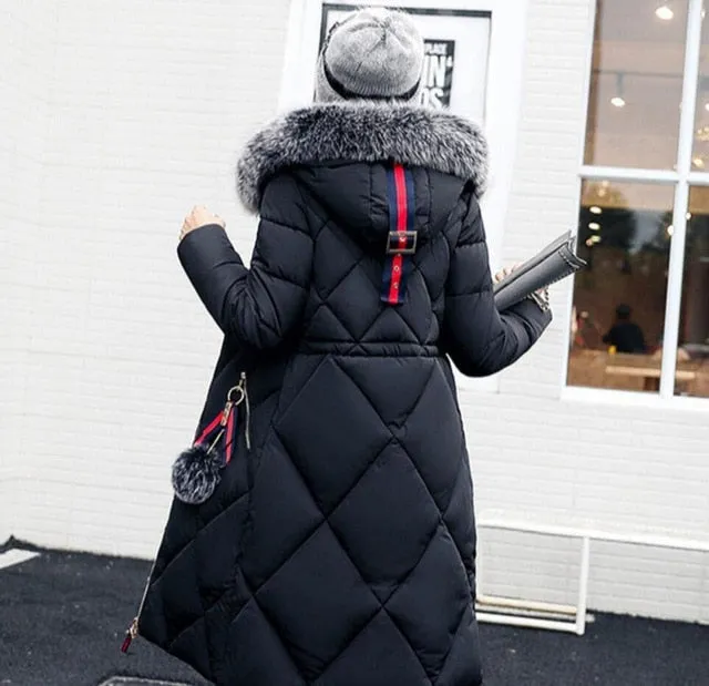 Women Winter Jackets And Coats 2018 Casual Long Sleeve Big Fur Collar Down Coat Female Loose Warm Hooded Parkas Plus Size 2XL