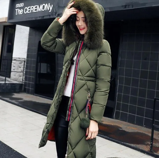 Women Winter Jackets And Coats 2018 Casual Long Sleeve Big Fur Collar Down Coat Female Loose Warm Hooded Parkas Plus Size 2XL