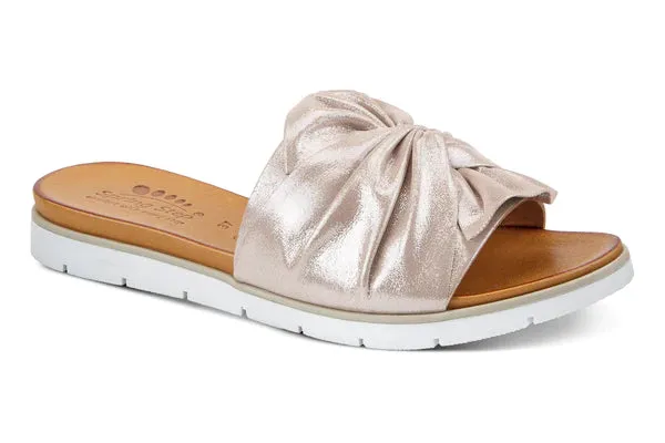 Women's Spring Step | LaVona Leather Slide Sandal | Silver