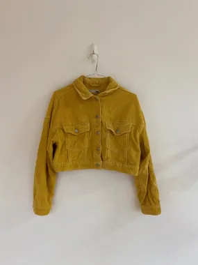 Yellow Corduroy Cropped Jacket, Topshop, Size 10, 8 (Cotton)