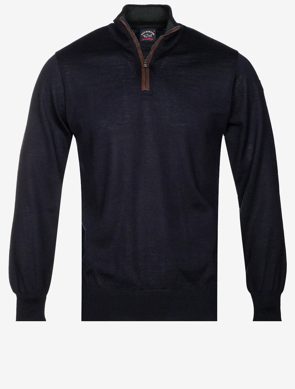 Zipped Pullover With Suede Navy